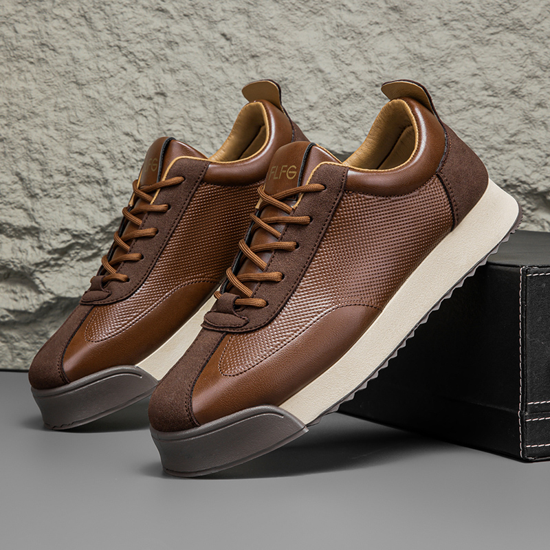 Men Shoes Clearance - Retro Fashion Brown Men's Low Sneakers