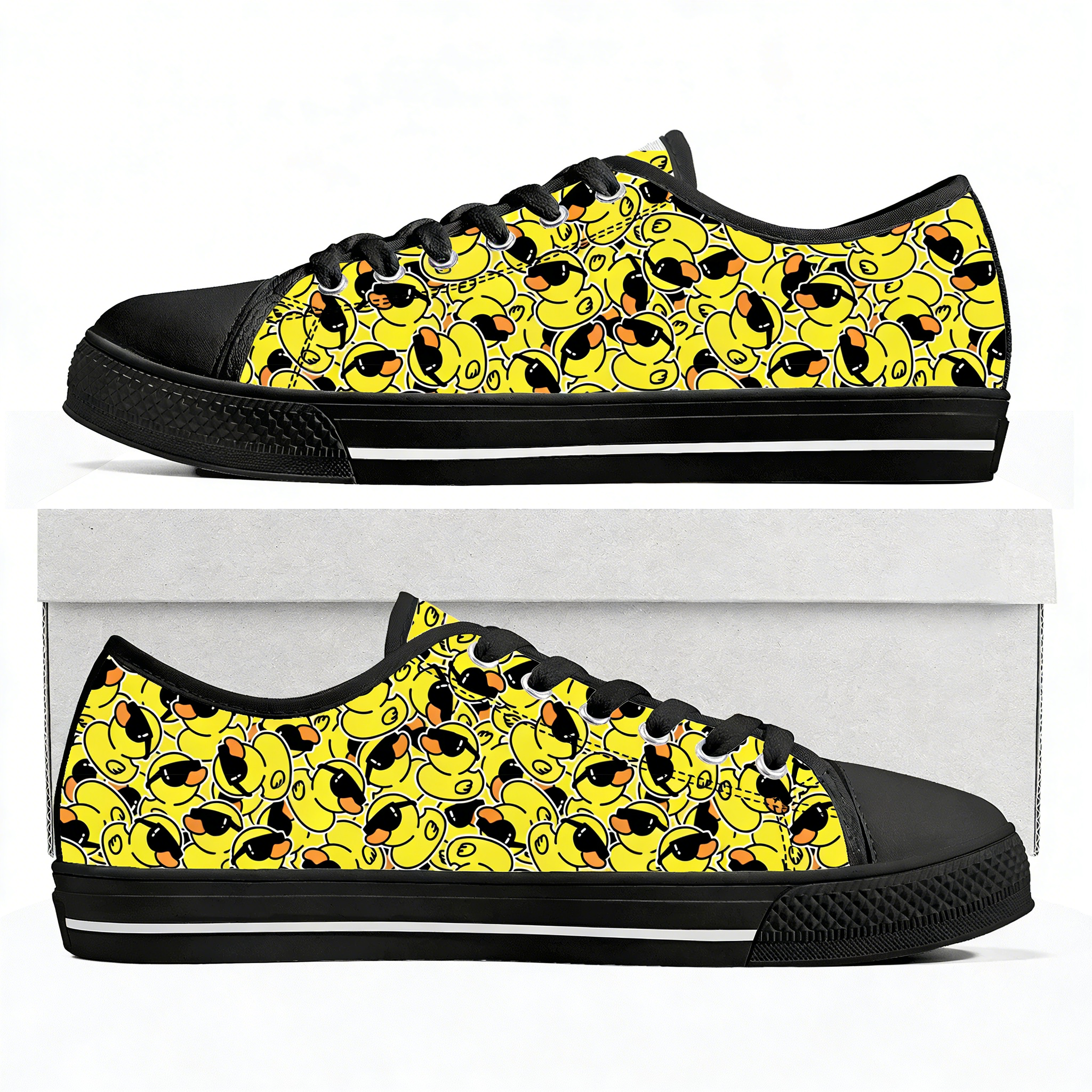 Men Shoes Yellow - Yellow Duck Printed Low Top High