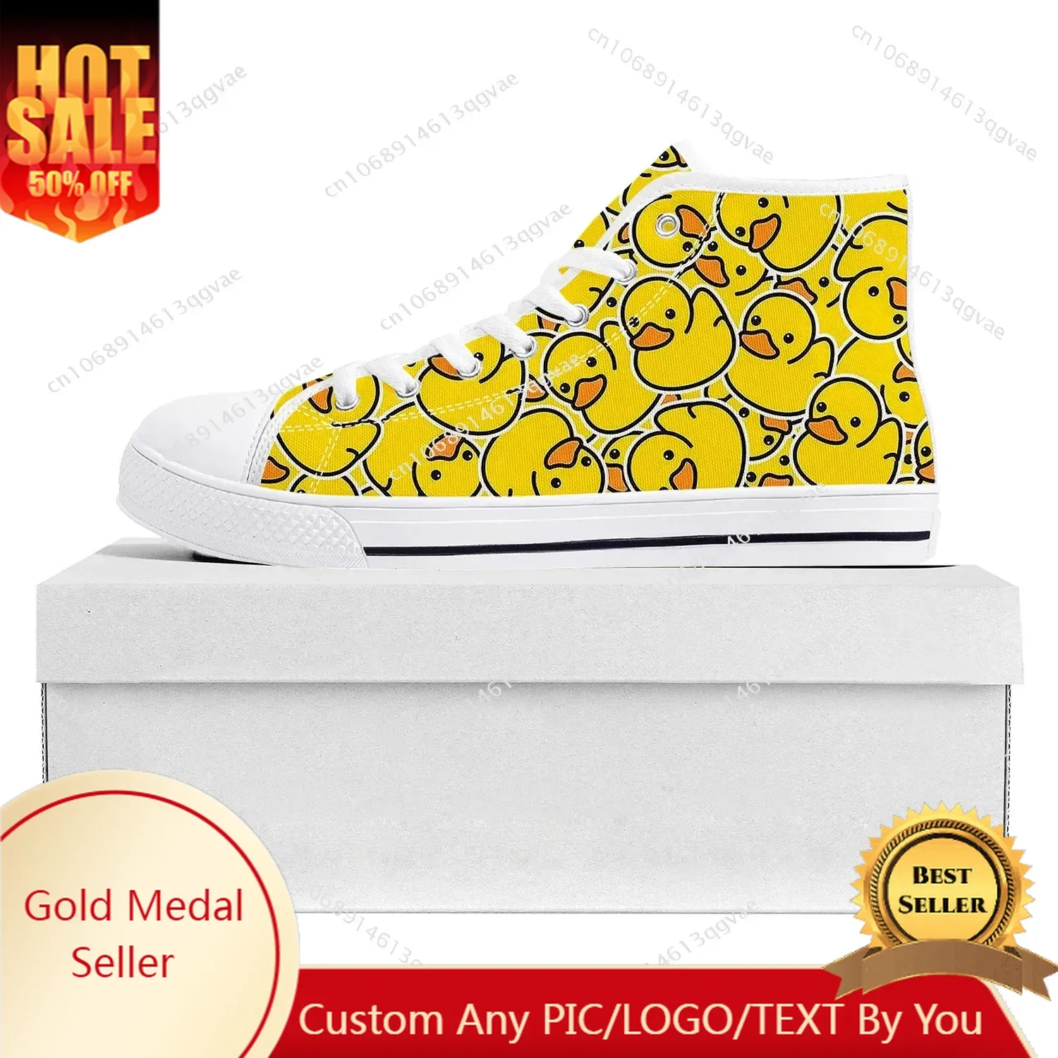 Men Shoes Yellow - Yellow Duck Printed High Top High