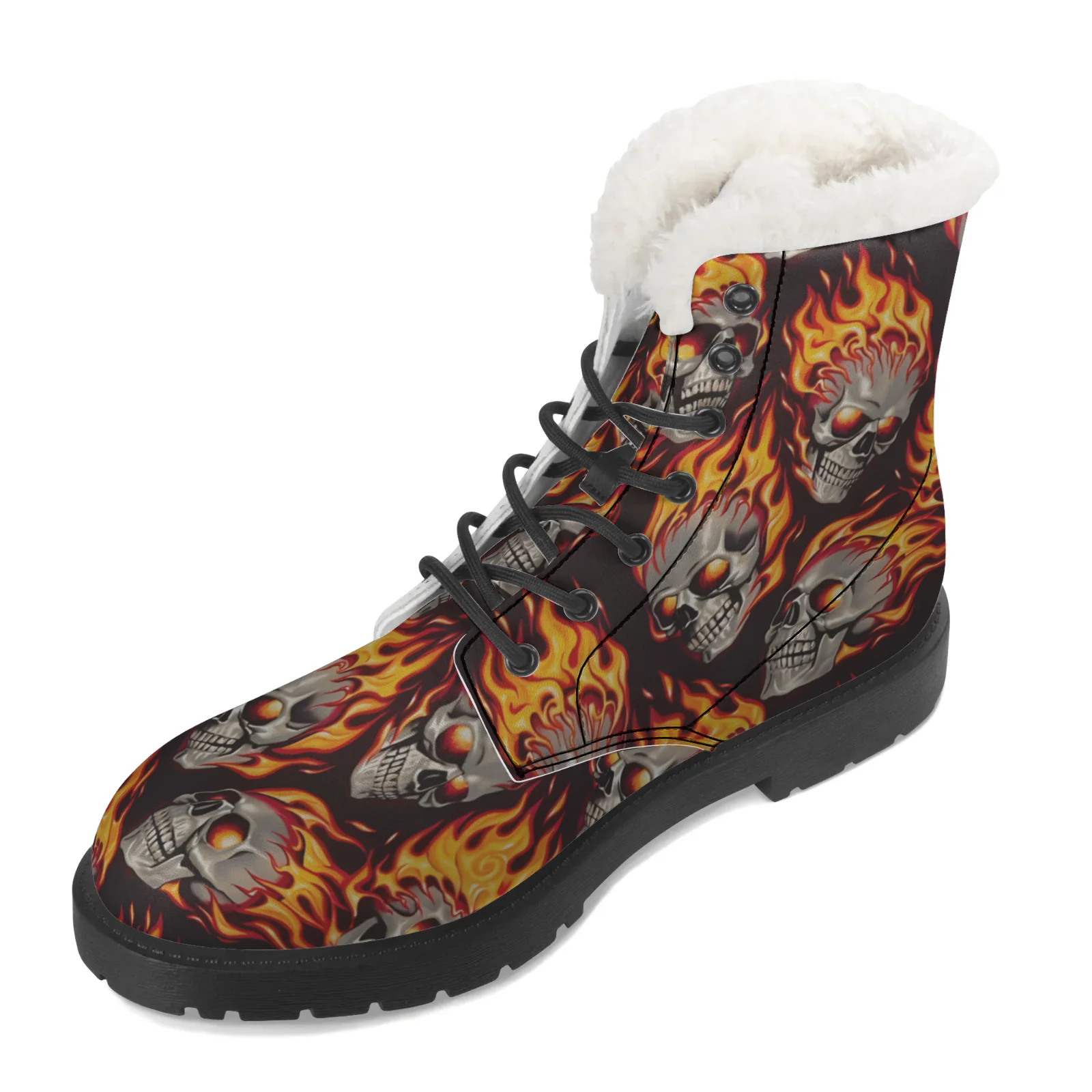 Fire Skull Patterns Snow Boots - مراجعة Men Shoes Eu To Us وسعره