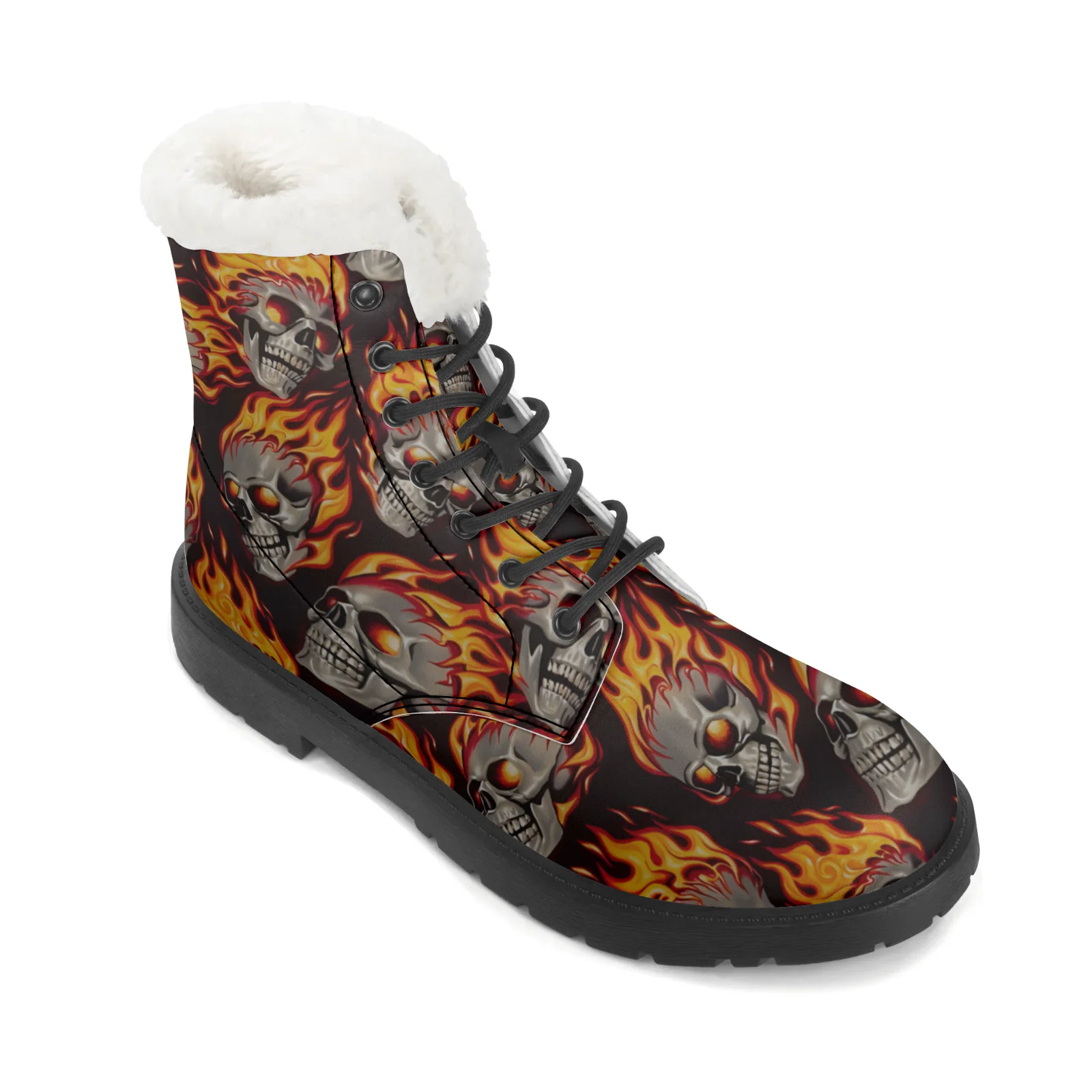 Fire Skull Patterns Snow Boots - مراجعة Men Shoes Eu To Us وسعره