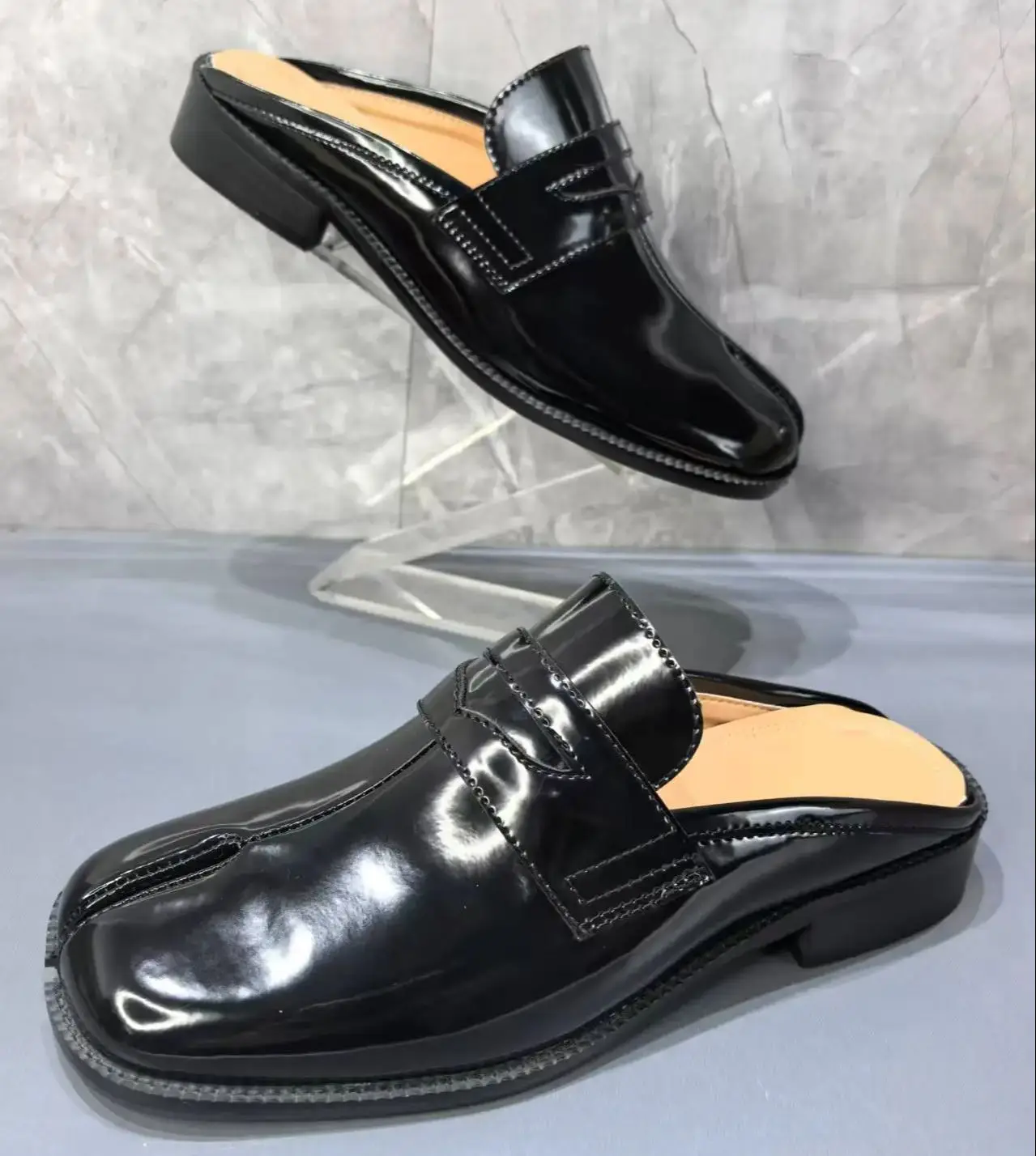 Split Toe Tabi Men's Slippers  - مراجعة Men Shoes Black وسعره