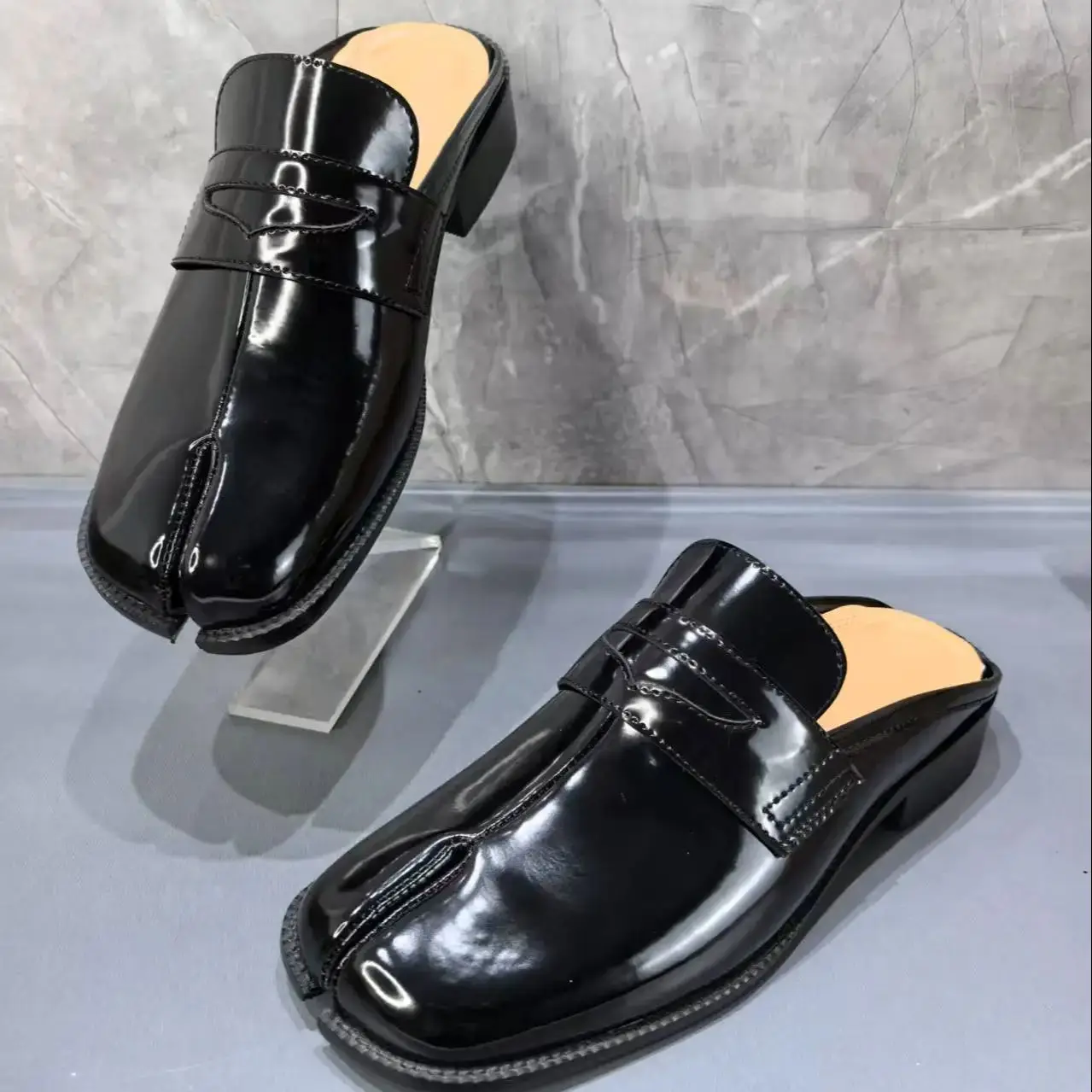 Split Toe Tabi Men's Slippers  - مراجعة Men Shoes Black وسعره
